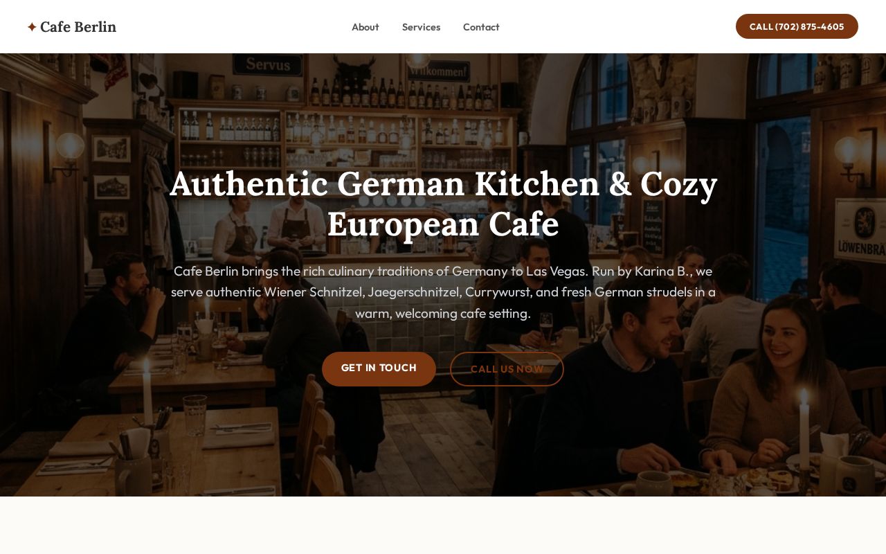 Screenshot of the Cafe Berlin website