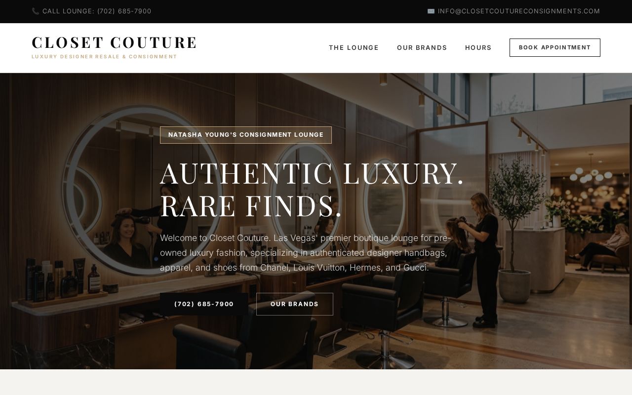 Screenshot of the Closet Couture website