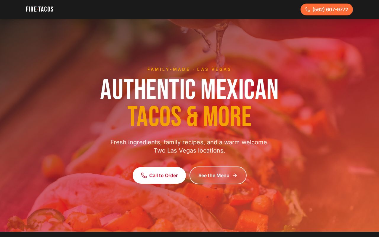 Screenshot of the Fire Tacos website