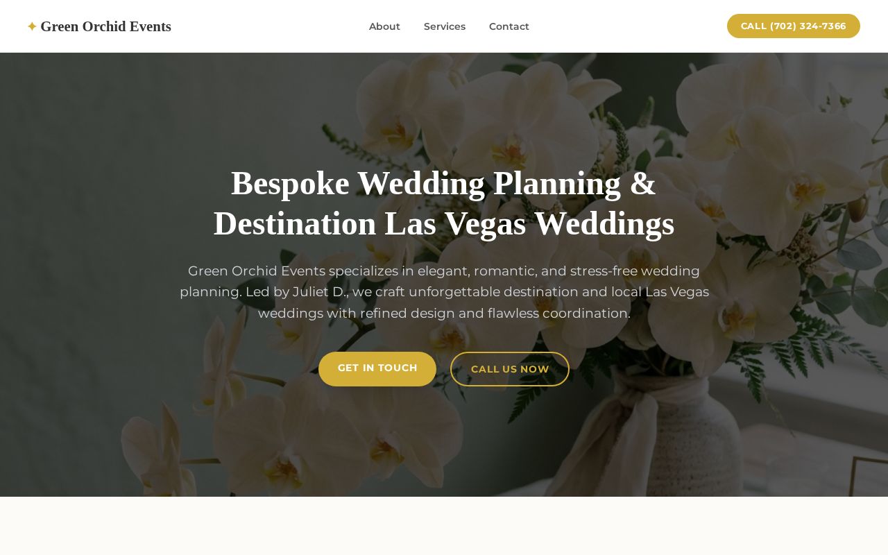 Screenshot of the Green Orchid Events website