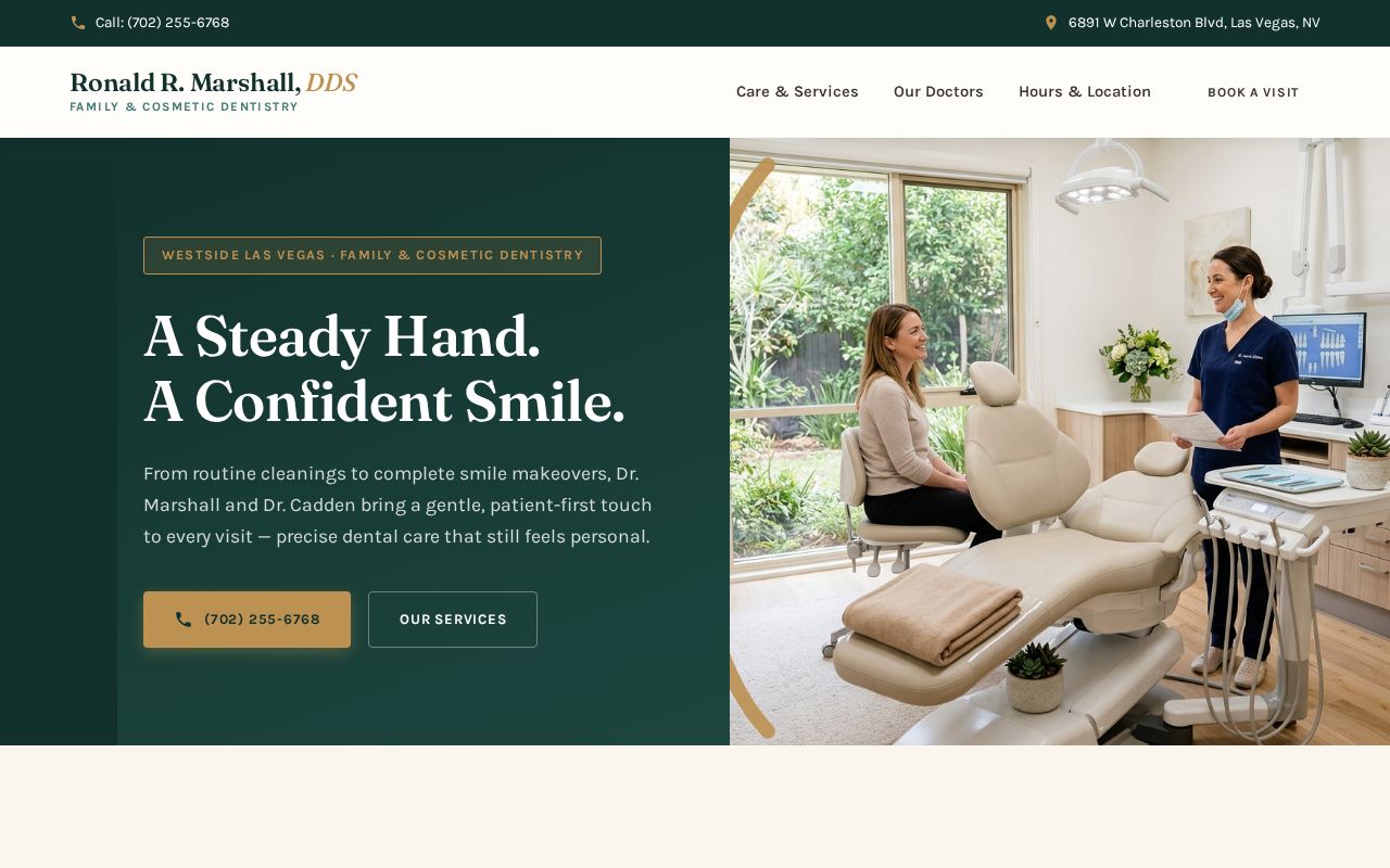 Screenshot of the Ronald R. Marshall, DDS website
