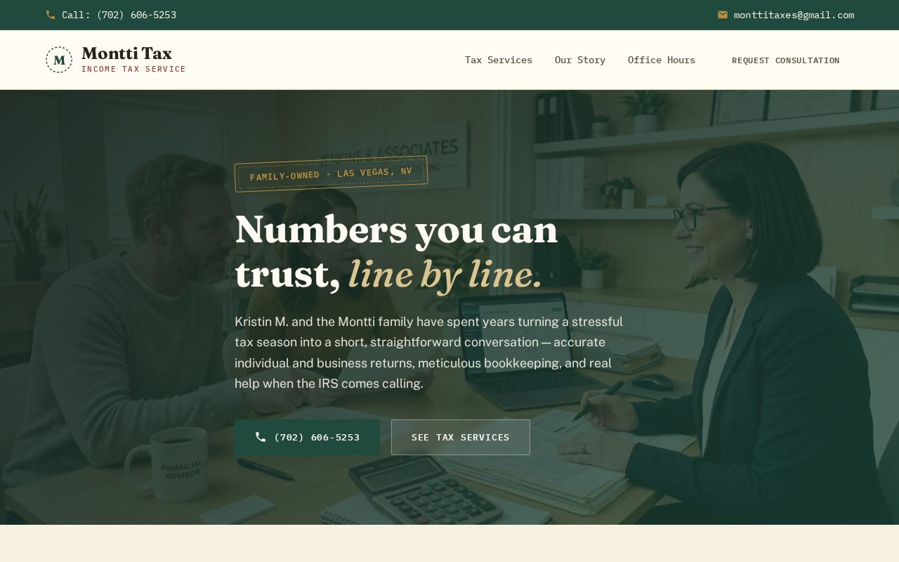 Screenshot of the Montti Income Tax Service website