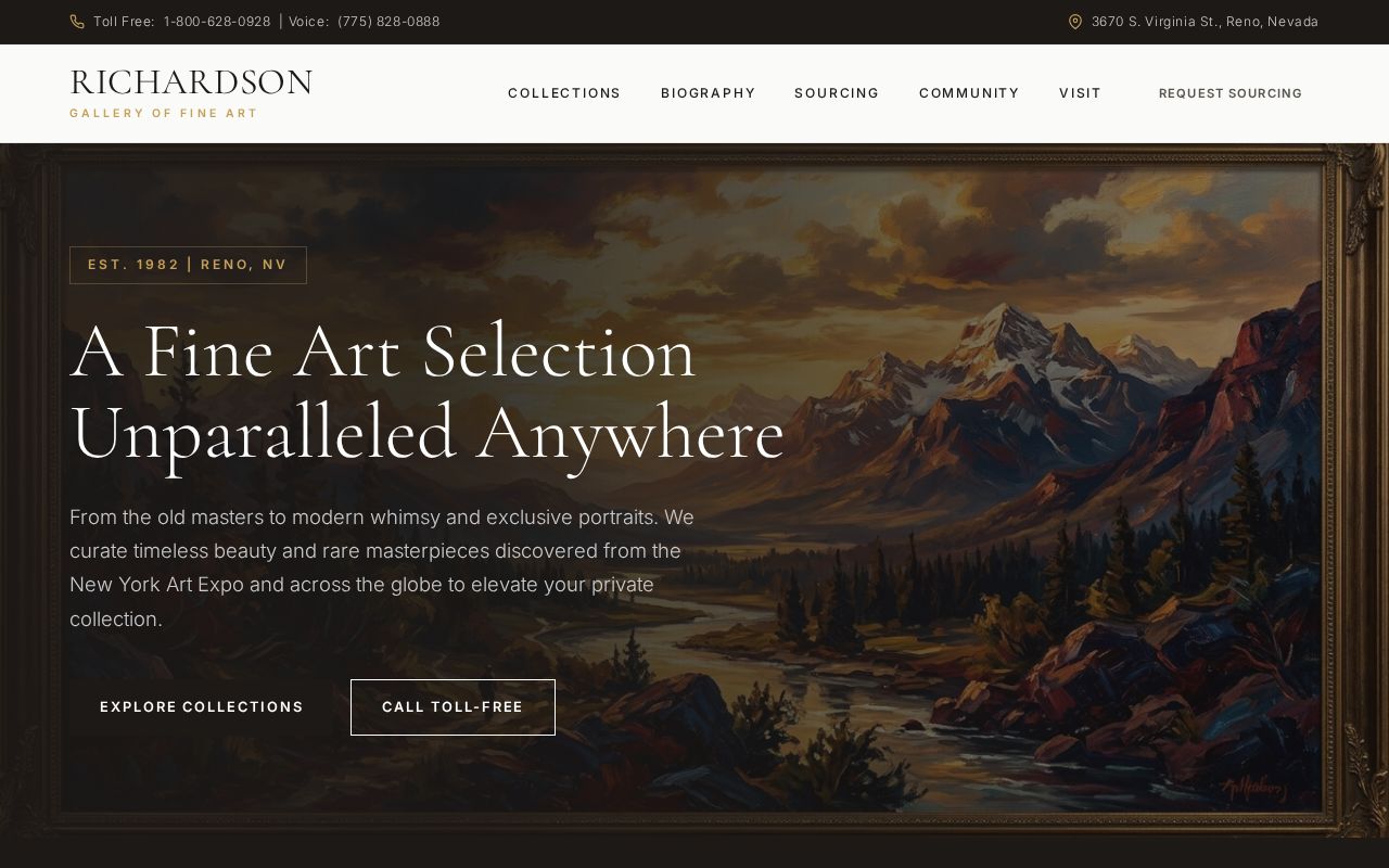 Screenshot of the Richardson Gallery of Fine Art website