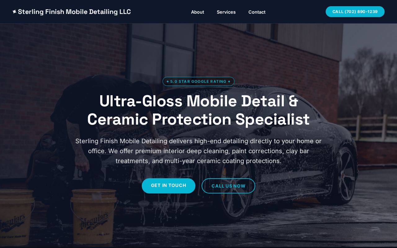 Screenshot of the Sterling Finish Mobile Detailing website